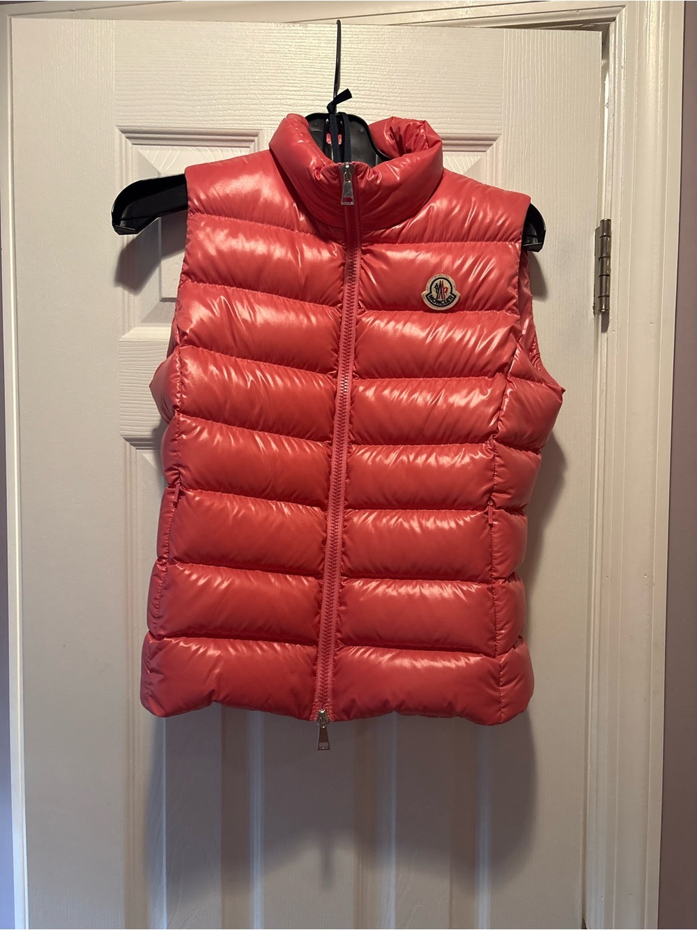 MONCLER Ghany Gilet Pink Goose Down Quilted Puffer Vest Size 0